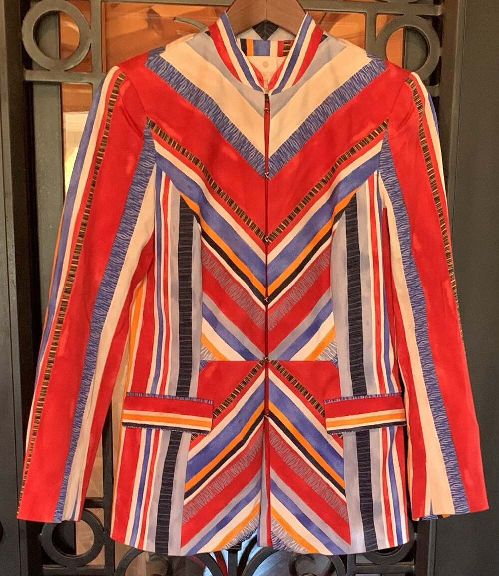 Etcetera Verona Striped Blazer Jacket Chevron Amalfi Trunk Sample 4